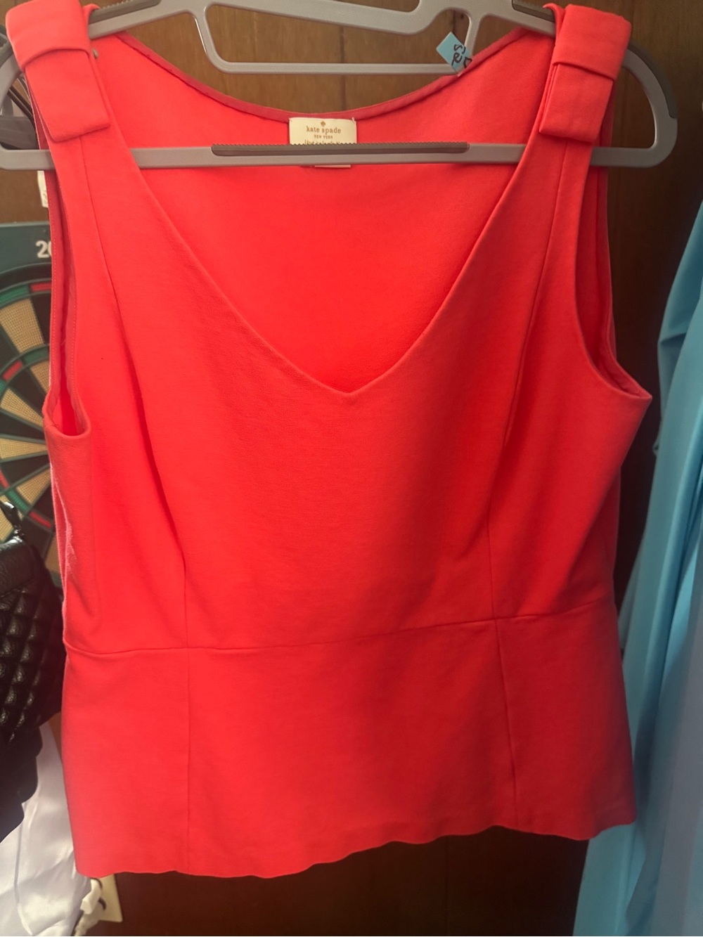 kate spade Vibrant Coral V-Neck Sleeveless Blouse